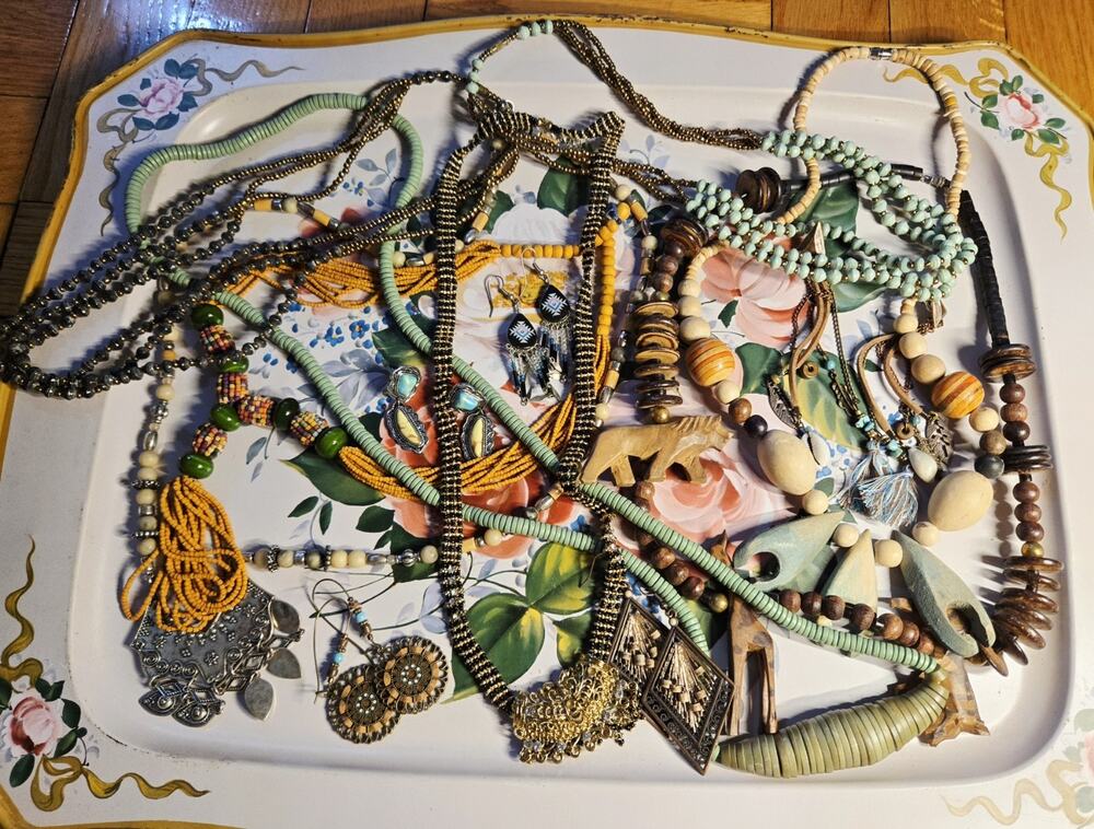 90s Lot of 13 Vintage Necklaces & Earrings Costume Jewelry
